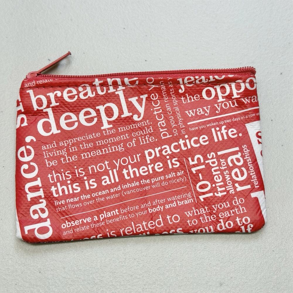 Lululemon Manifesto Zipper Coin Purse Card Holder Wallet Gift Red White Pouch